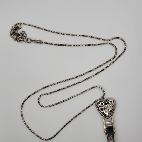 Sliver Tone Brighton Necklace Heart Pendant w/clamp  NK_SIL0001. - Picture 2 of 2